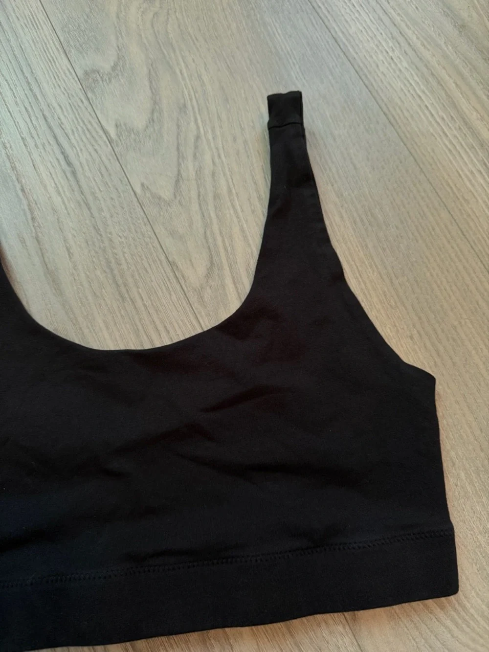 PACT Organic Cotton Black Scoop Neck Bralette - Size Medium - Picture 2 of 4